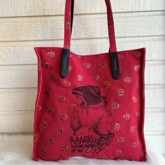 Coach Handbags - COACH LNY Red Apple Canvas Tote Bag Purse With Randy The Rat Mod. 79303